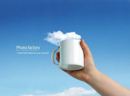 Handheld Tasse kreative Werbung Psd geschichtet