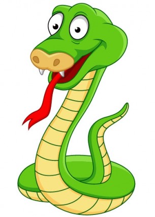 Handpainted phim hoạt hình con rắn vectơ