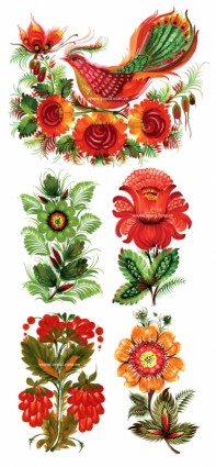 Handpainted hoa trang trí theo phong cách vector