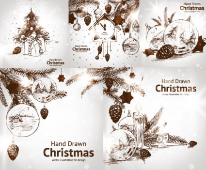 đồ trang trí christmas phong cách Handpainted vector