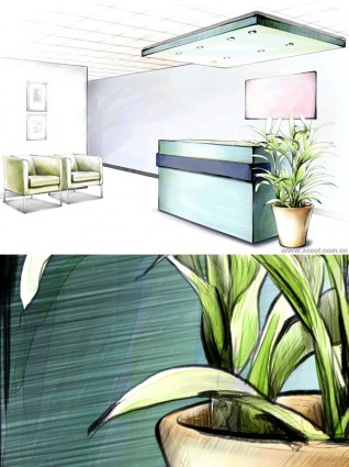 Handpainted Style Interior Decoration Psd Layered Images