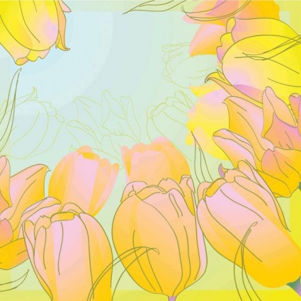 vettore di tulipani dipinte a mano