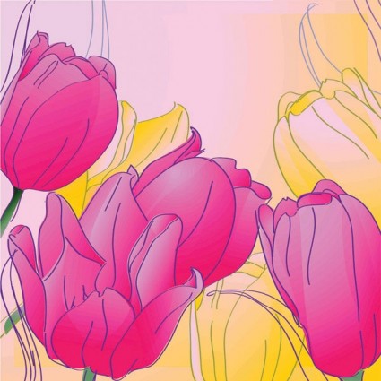 vector de tulipanes pintados a mano
