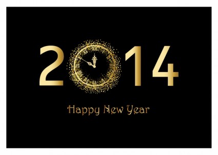 Chúc mừng năm mới nền với vàng đồng hồ