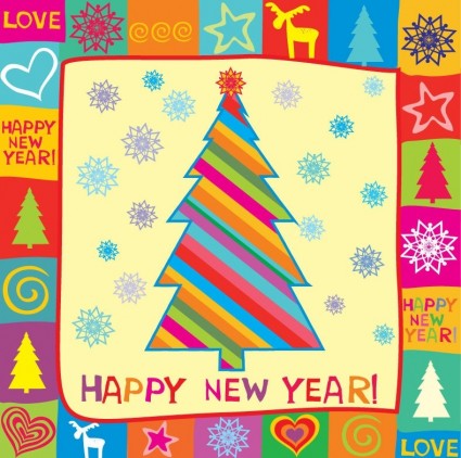 Ilustración de vector de tarjeta de felicitación de feliz año nuevo