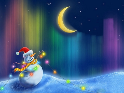счастливый снеговик обои Рождественские праздники