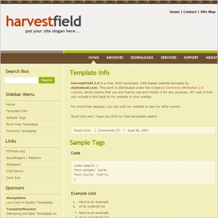 Harvest Field Template