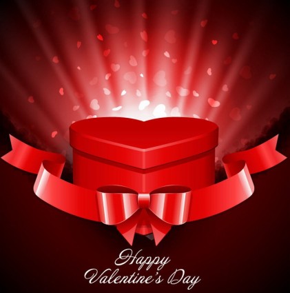 Heart Gift Present With Fly Hearts Valentine S Day Background