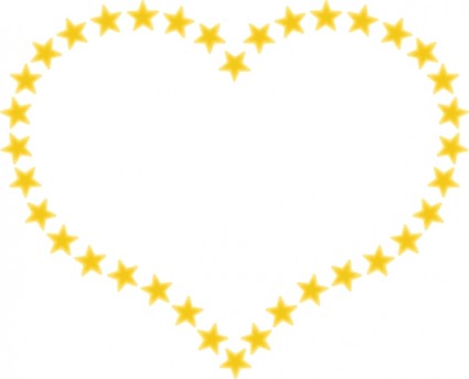 berbentuk hati perbatasan dengan bintang-bintang kuning clip art