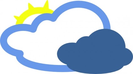 เมฆหนักและแดดอากาศสัญลักษณ์ปะ