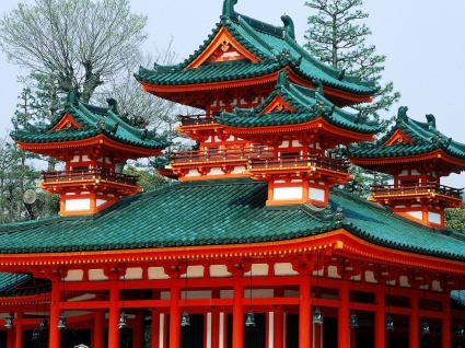 Heian shrine kyoto Nhật bản hình nền thế giới Nhật bản