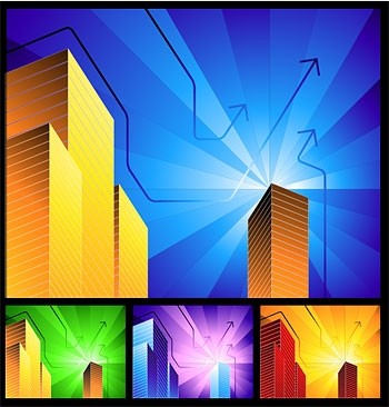 Hochhäuser mit einfachen Hintergrund-Strahlung-Vektor