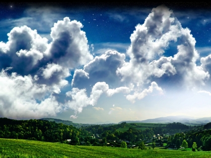 Hügel Ansicht Tapete Foto manipuliert Natur