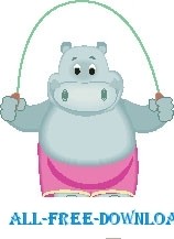 hipopótamo pulando corda