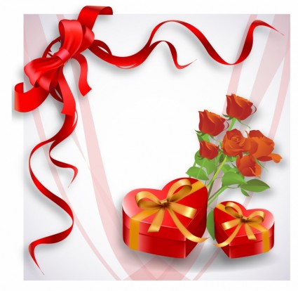 Holiday Nền Với Màu đỏ Heartshaped Hộp Quà Tặng Và Hoa Hồng-vector  Misc-miễn Phí Vector Miễn Phí Tải Về
