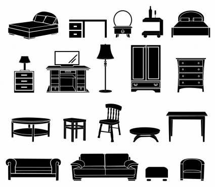 Wohnmöbel schwarz-weiß-Symbol