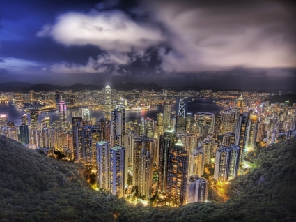 Hong Kong bei Nacht Tapete China world