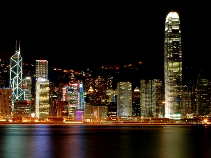 홍콩 밤 벽지 시티 월드