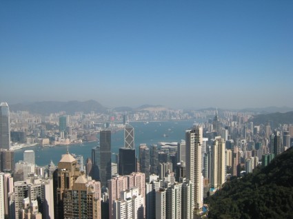 홍콩 스카이 라인 고층 빌딩
