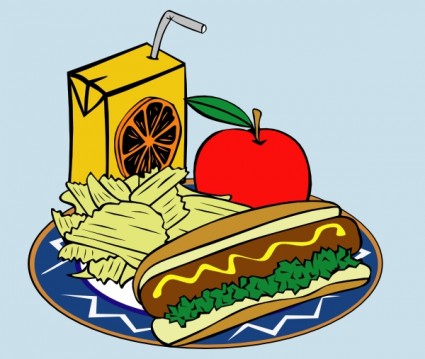 Hotdog-Apfelsaft chips Senf ClipArt