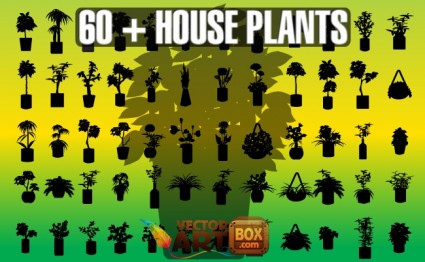 silhouettes de plantes de maison