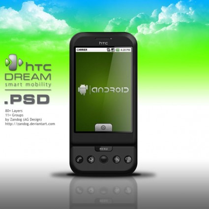 HTC dream android telepon psd berlapis