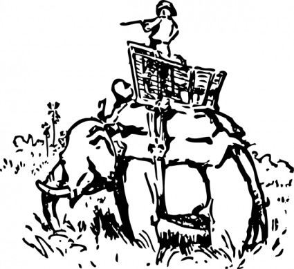 Hunting On The Elephant Clip Art