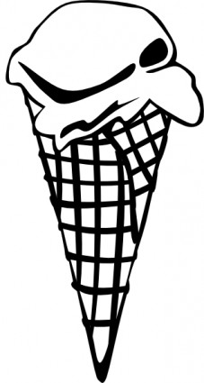 Ice cream cone colher b e w clipart