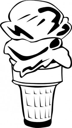 Ice cream cone colher b e w clip-art