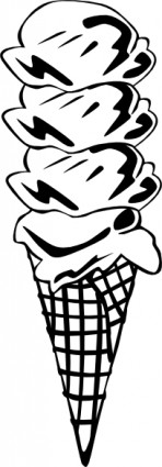cono de helado cucharada b y w clip art
