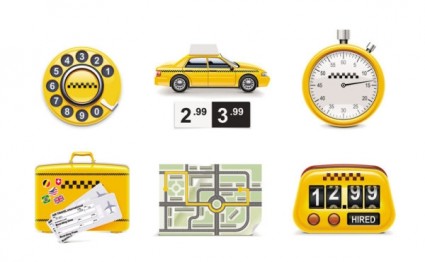 taxi icona circa vettoriale