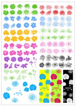 flores de tinta vector línea