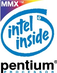 logotipo grande do Intel mmx