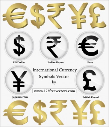 símbolos de moneda internacional vector rupias indias png