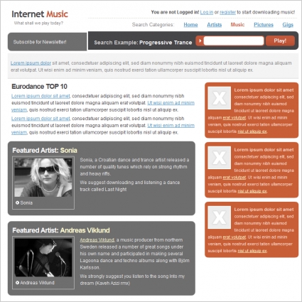 Internet musik template