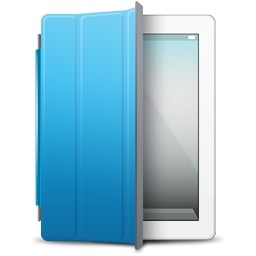 copertina blu iPad bianco