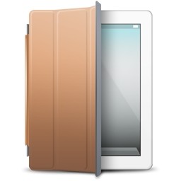copertura marrone iPad bianco