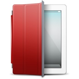 copertina rossa iPad bianco