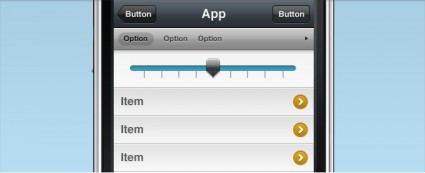 iPhone antarmuka dengan slider selector
