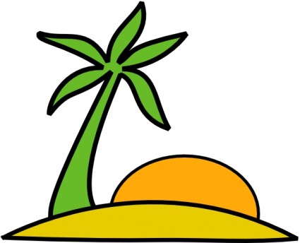 Island Palm And The Sun Clip Art