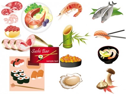 vektor masakan seafood Jepang