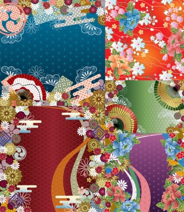 日本風のパターンの背景のベクトル