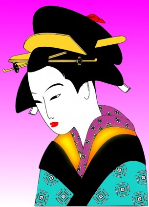 clip art de mujer japonesa