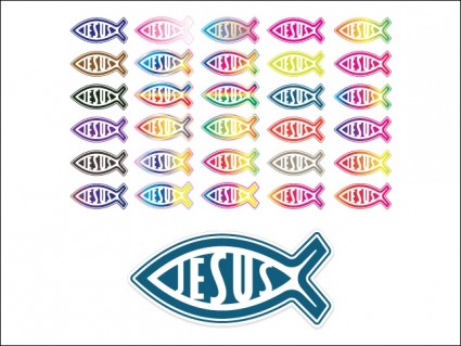 etiqueta engomada de pez de Jesús