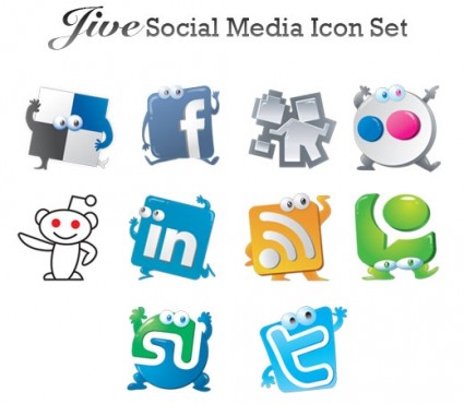 социальные медиа Jive Векторный Икона set
