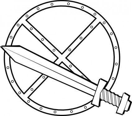 约拿达圆的剑和盾剪贴画