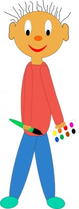 Kind hält Farbe Pinsel ClipArt