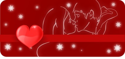 beijos casal com clipart de coração