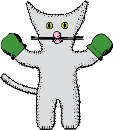 kucing dengan sarung tangan clip art