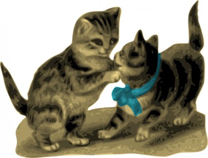 chatons avec ruban bleu clipart